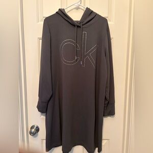 Calvin Klein Hooded Super Soft CK Logo Dress Plus‎ Size 1X - Grey
